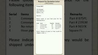 Request for Quotation Letter @lettersapplications #youtubeshorts #quotationletter #rfqletter