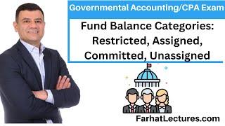 Fund Balances: Restricted, Committed, Assigned and Unassigned.  CPA Exam BAR