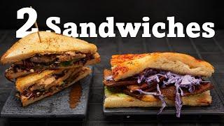 2 vegane Sandwiches - mit Focaccia und Austernpilzen