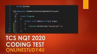 TCS NQT 2020 C Programming MOCK TEST Part1!