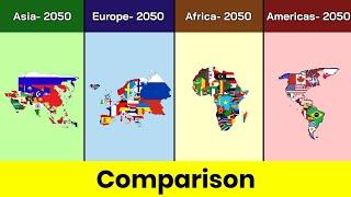 Asia 2050 vs Europe 2050 vs Americas 2050 vs Africa 2050 | 2050 world | Comparison | Data Duck 2.o