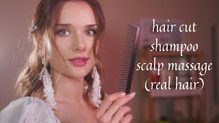ASMR Realistic Hair Cut , Shampoo , Scalp Massage - Relaxing Roleplay for Sleep (Extended)
