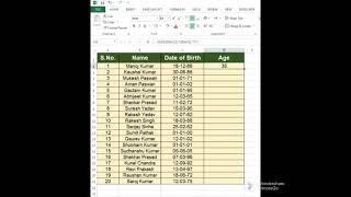 Date of Birth से Age पता करें। || by Tausif EduWorld || Excel  #shorts