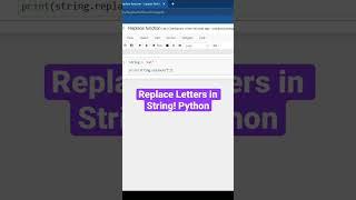Replace Letters in String! Python #shorts #python #programming #coding #learnpython