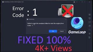 Gameloop Error Code 1 Fixed.. 100% working 100% safe.No need of Process Hacker..New method 2020 .