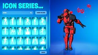 ALL ICON SERIES DANCE & EMOTES IN FORTNITE! (DEADPOOL PEN & INK)