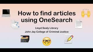 How to find articles using OneSearch