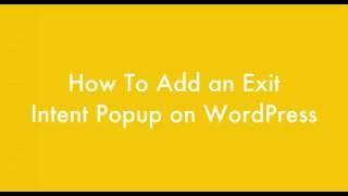 Exit Intent Popup on WordPress