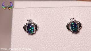 Opal Triplet Stud Earrings Sterling Silver