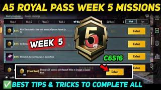 A5 WEEK 5 MISSION  PUBG WEEK 5 MISSION EXPLAINED  A5 ROYAL PASS WEEK 5 MISSION  C6S16 RP MISSIONS