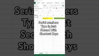 Shortcut Keys Serial number Type in just seconds #excelformula