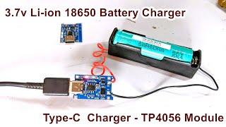 Type -C TP4056 3.7v Li-ion 18650 Battery Charging With Current Protection Module | POWER GEN