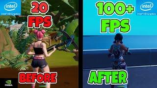 BEST FPS BOOST GUIDE FOR LOW END PC/LAPTOP Intel HD Graphics Fortnite (100+ FPS, 0 Input Delay)