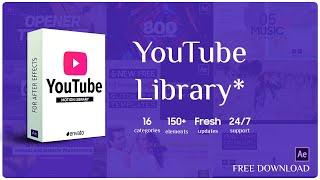 YouTube library Animation Template For After Effects