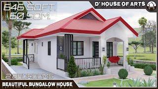 2 BEDROOMS | 646 SQFT./ 60 SQM(6m x 10m) | Beautiful Bungalow House | Small House Design Idea | 2T&B