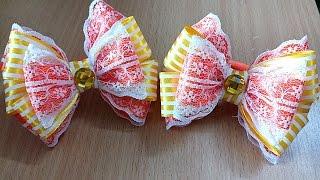 DIY банты резинки из лент канзаши / Hair clips from ribbons