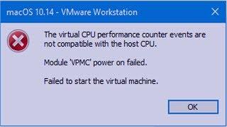 The virtual CPU performance counter events are not compatible with the host CPU