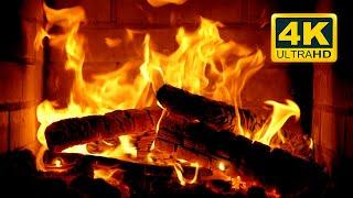 FIREPLACE 4K  Cozy Fire Background (12 HOURS). Fireplace video with Burning Logs & Fire Sounds