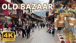 Peja Old Bazaar to City Center Walking Tour 4K | Traditional, local food marketplace