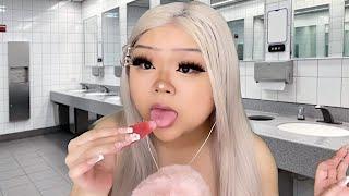 ASMR dumb b̶t̶c̶h̶ girl eats your squeeze tube lipglosses in the school bathroom ️ (realistic)