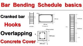 Basics of Bar Bending Schedule || Overlapping length | Hook bar | Cranked bar | Concrete Cover