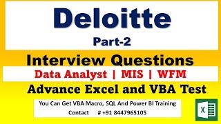 Deloitte MIS and Data Analyst Excel Interview Question | MIS Interview Question | Part-2