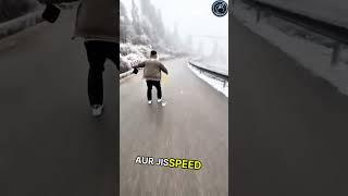 These 2 men invented a clever method to ride on frozen ice road 🫡 #respect #shorts #ytshorts