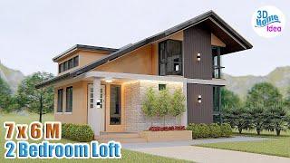 FANTASTIC 2 Bedroom Loft Type House Design idea | 7 x 6 Meters Small House Design