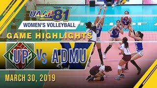 UAAP 81 WV: UP vs. ADMU | Game Highlights | March 30, 2019