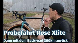 Erst das Rose Xlite probe gefahren und dann mit dem Backroad 200k nach hause