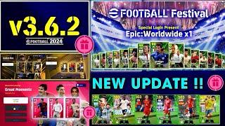 V3.6.2 Big Update! Nominating Contract Free, New Managers,Potw,  Free Coins In eFootball 2024 Mobile