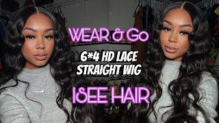I AM IN LOVE  Invisible Tiny Knots Straight  Wear&Go 6*4 HD Lace Wig | ft ISEE Hair
