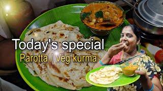  Today's special Parotta & Veg kurma  | பரோட்டா செய்முறை | TS family #food #parotta #trending