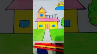 #house HOUSE DRAWING EASY AND SIMPLE COLORING #shorts #easydrawing #drawing #arts #colouring #virals