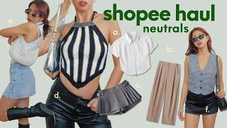 SHOPEE HAUL: NEUTRAL CLOTHES 2023 ( minimalist, high-quality & basic )