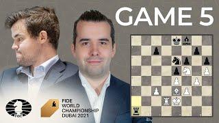 FIDE World Chess Championship Game 5 | Carlsen vs. Nepo