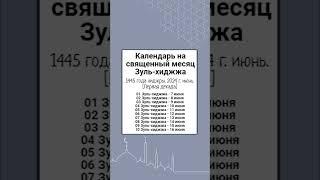 Календарь на священный месяц Зуль-хиджжа1445 года хиджры. 2024 г. июнь. [Первая декада]