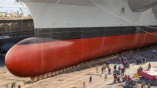 Inside Massive US Dry Dock Renovating Gigantic Aircraft Carrier Part by Part