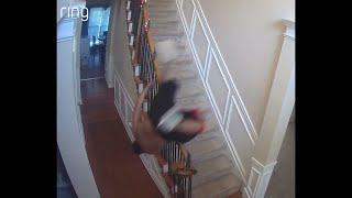 Roommate Flops Over Staircase Railing || ViralHog