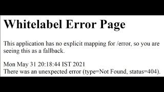 Resolve Whitelabel Error Page||SPRING BOOT