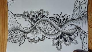 Pattern 438|Zentangle|Zentangle art|Zendoodle art|Zendala|Zenfloral art|Floral pattern|Doodle art