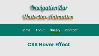 CSS Underline Animation Navbar | CSS Navigation Menu Bar