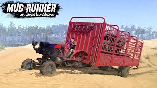 Spintires: MudRunner Old Chinese Tractor Driving On Sand