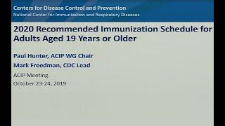 October 2019 ACIP Meeting - Adult Immunization Schedule