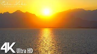 1 Hour Lake Sunset Video with Peaceful Music in 4K UHD| Nature Relax, Deep Sleep, Meditate