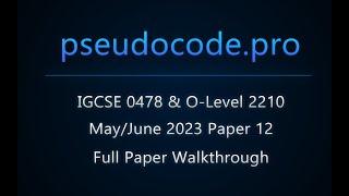 [Solved Paper] May/June 2023 Paper 12 IGCSE 0478 | O-Level 2210
