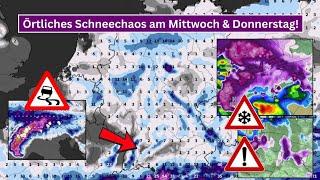 Regionales Schneechaos am Mittwoch & Donnerstag durch Schneeschauer ,Wintergewitter & Schneefall!