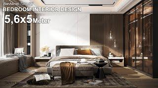 Modern bedroom design 5.6x5 meter | Sketchup interior