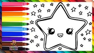 Dibuja y Colorea Una Linda Estrella  Dibujos Para Niños