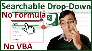 Searchable Drop Down list in excel without formula and VBA | NEW! Searchable Drop Down List in Excel